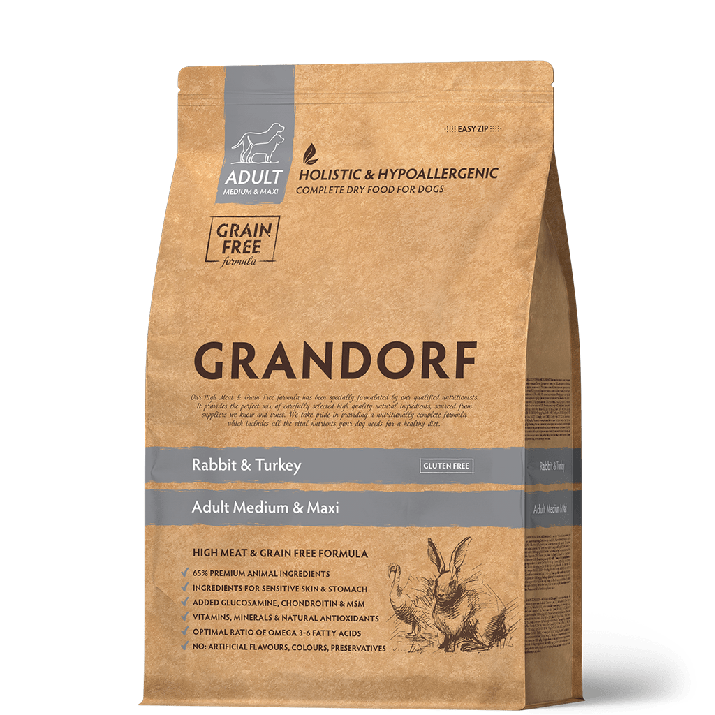 Grandorf Medium&Maxi Rabbit&Turkey — Сухой корм для взрослых собак всех пород,кролик с индейкой,1кг.